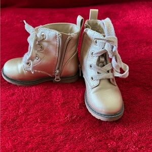 Cat & Jack Metallic Gold Lace Up Toddler Combat Boots